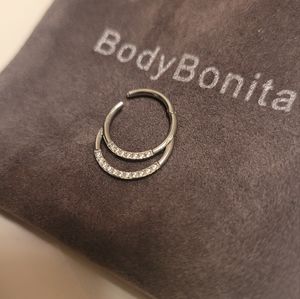 BodyBonita 16G Stainless Steel Daith Rings Unique Design CZ Septum